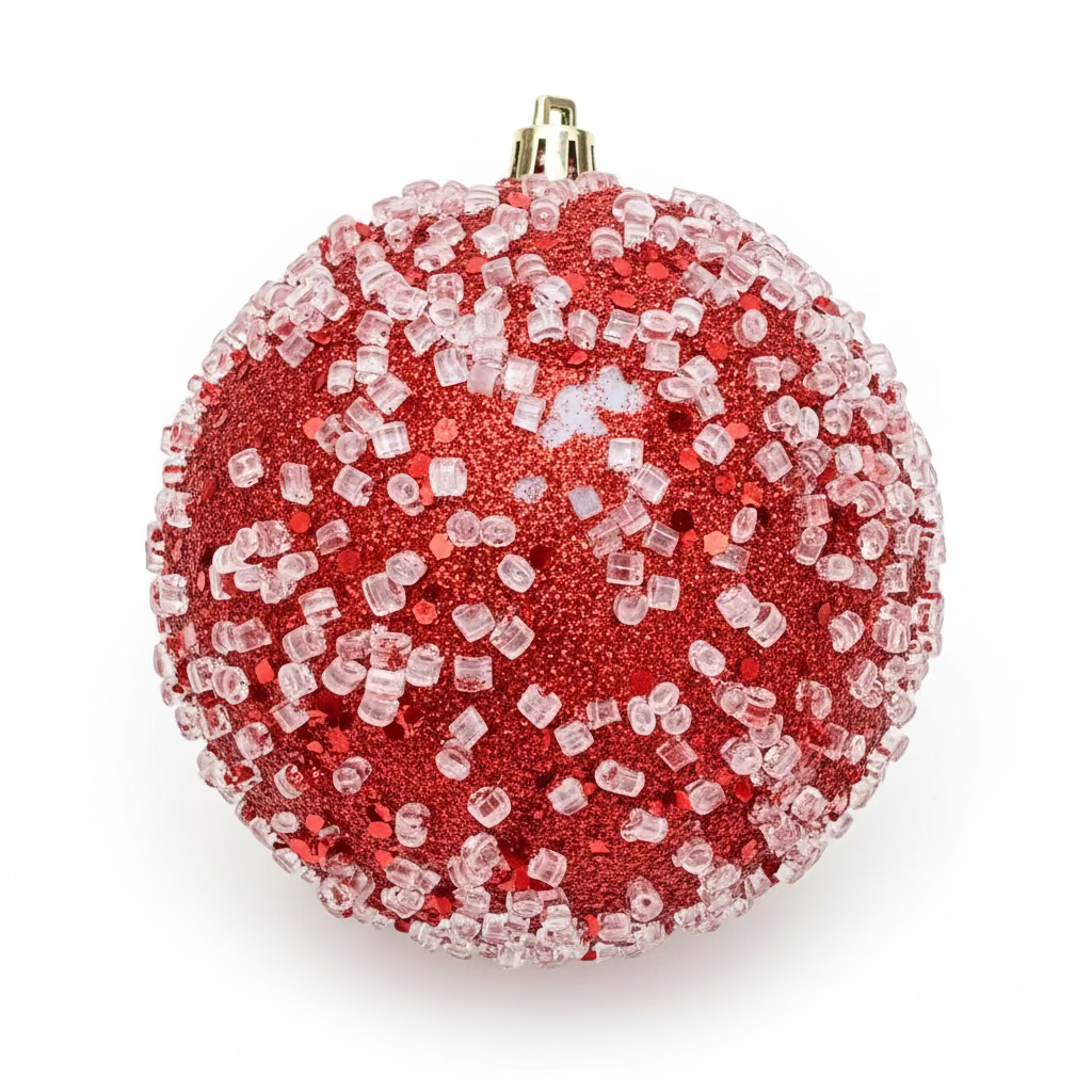 10" Red Glitter Hail Ball Ornament