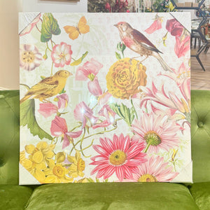 23.5" Painted Bird & Butterfly Floral Canvas