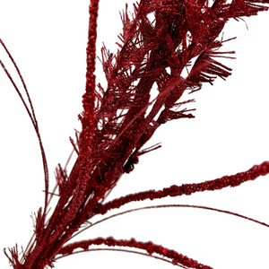 35" Red Glitter/Mica Mini Leaf and Grass Spray