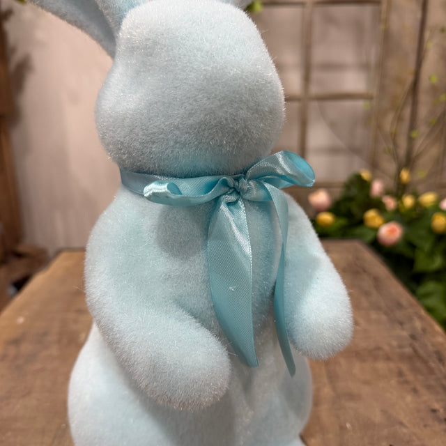 16" Pastel Blue Flocked Bunny Rabbit (Sold Individually)