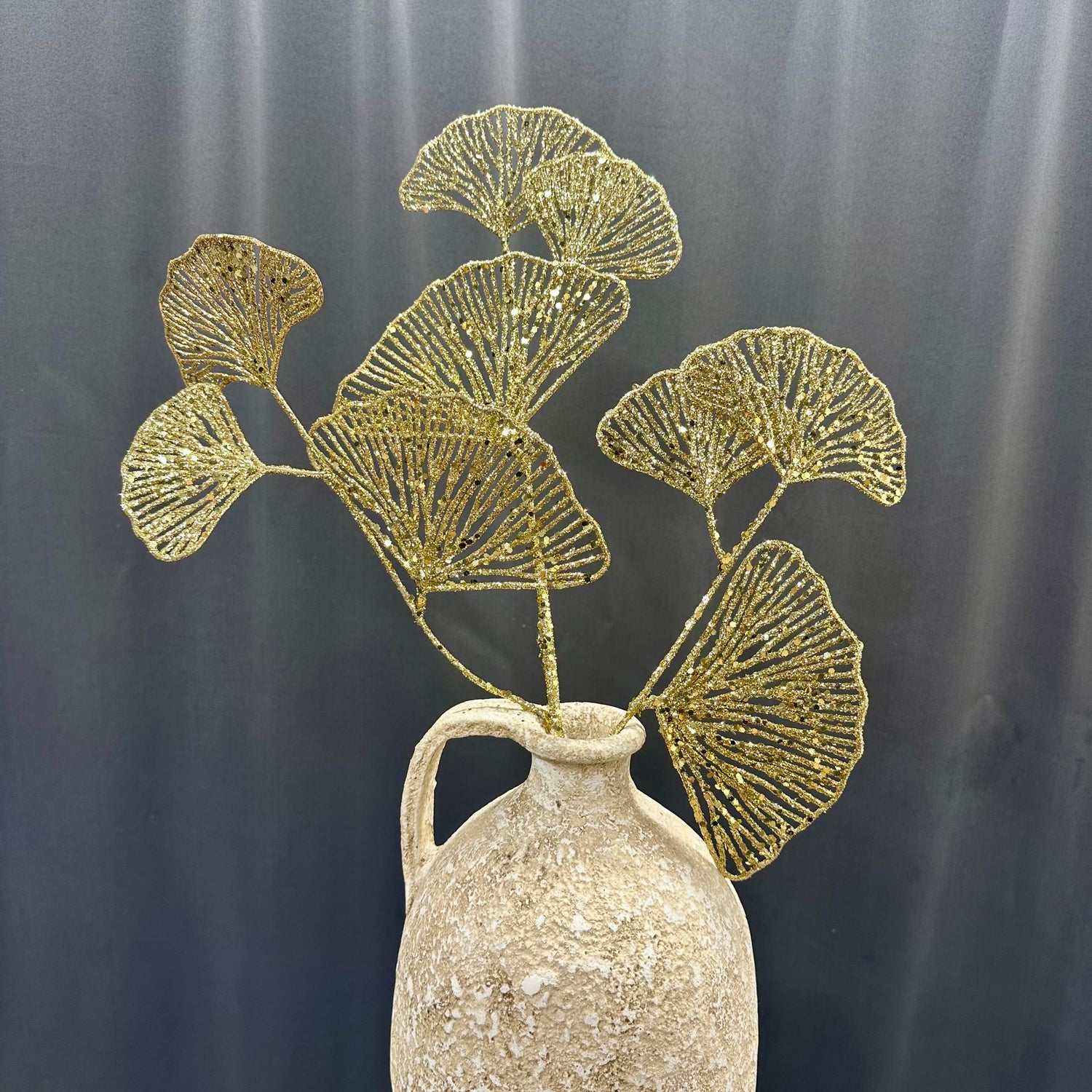 28" Gold Ginkgo Glitter Spray
