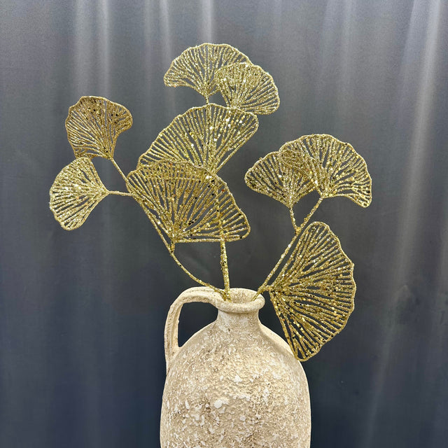28" Gold Ginkgo Glitter Spray