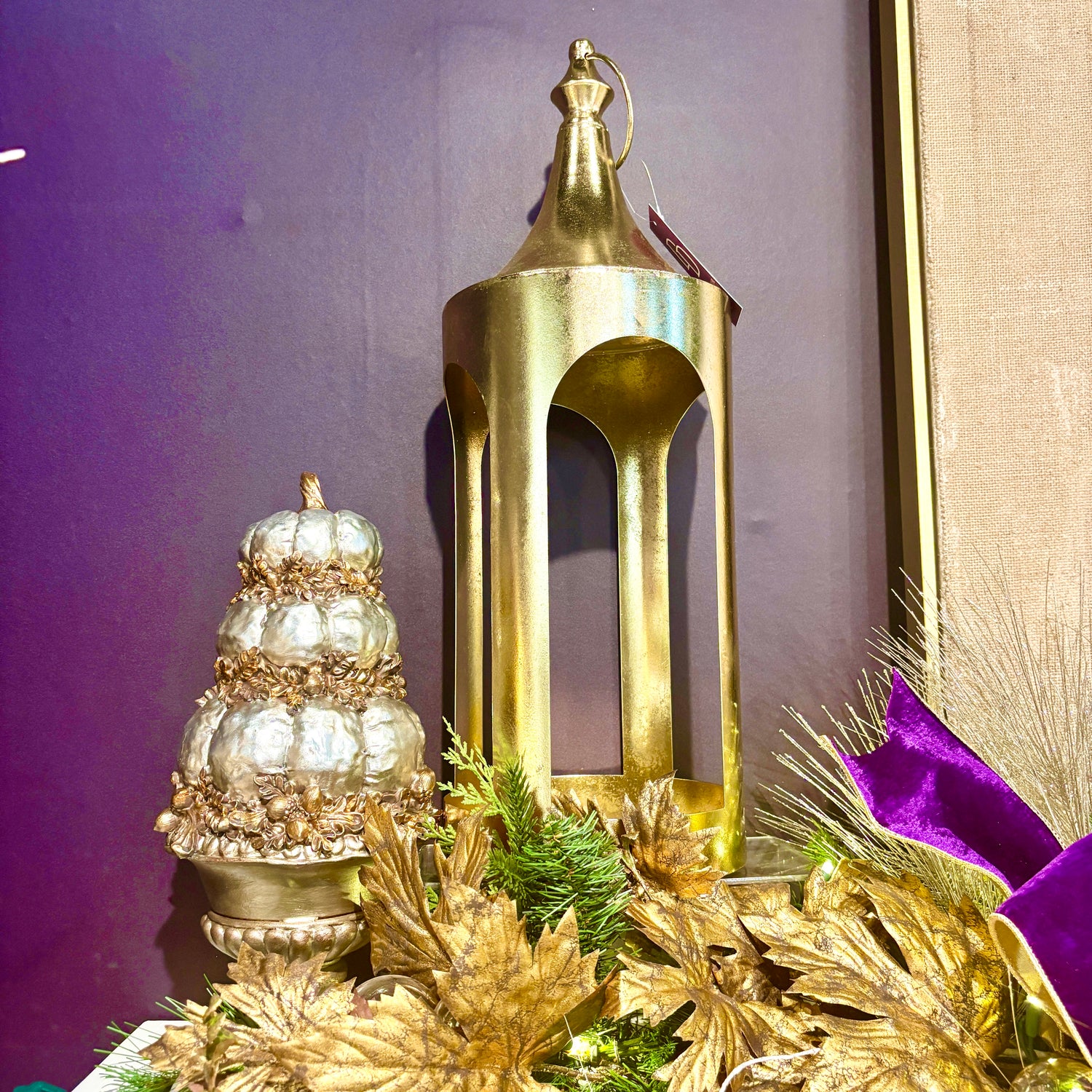 21" Gold Metal Lantern