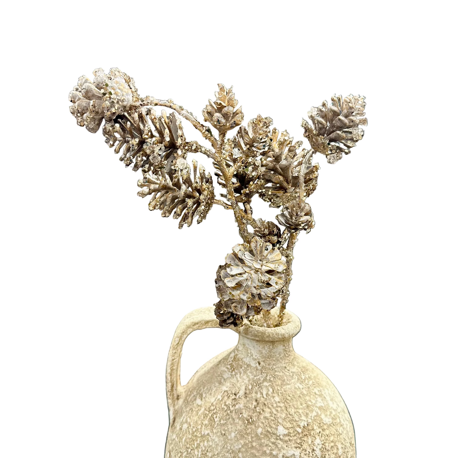 29" Platinum Gold Pinecone Spray