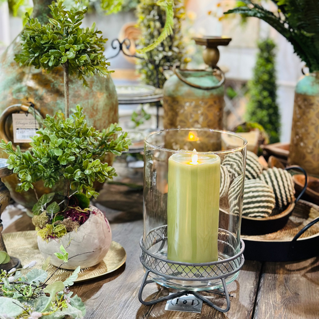 12" Metal & Glass Open Top Candle Holder