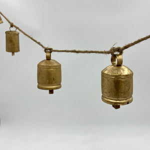 48" Iron & Jute Gold Bell Garland Christmas Décor