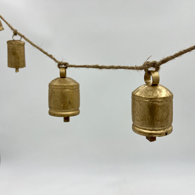 48" Iron & Jute Gold Bell Garland Christmas Décor
