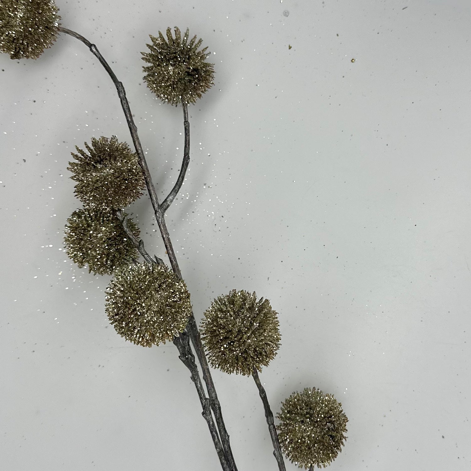 32" Champagne Glitter Pom Pom Spray