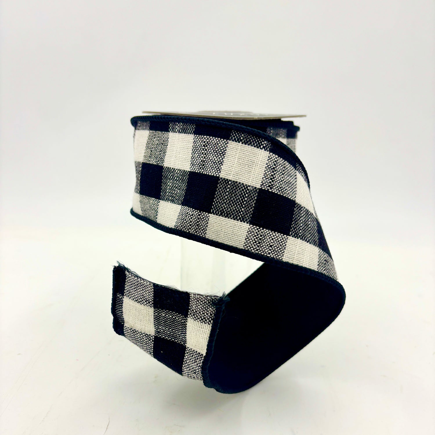 2.5" x 5YDS Black & White Cotton Checks Ribbon | Double Sided Taffeta