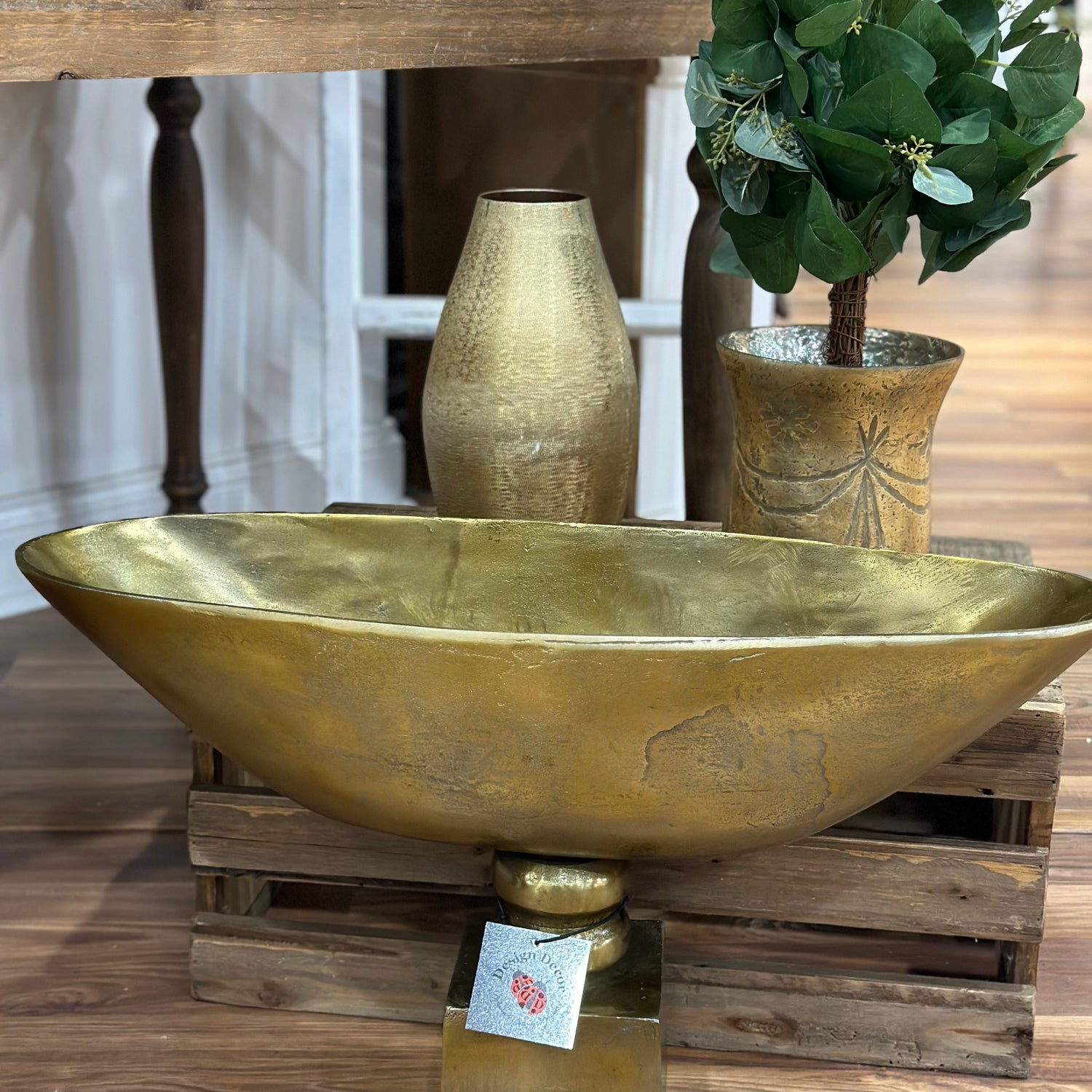 14" Gold Oval Dish-Compote