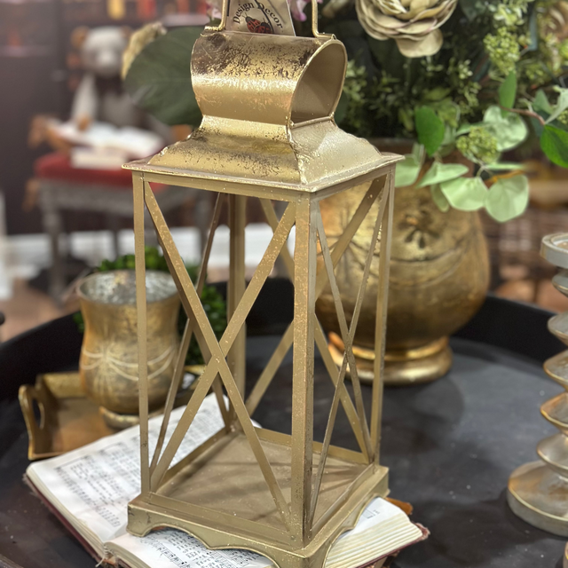 14" Metal Lantern Gold