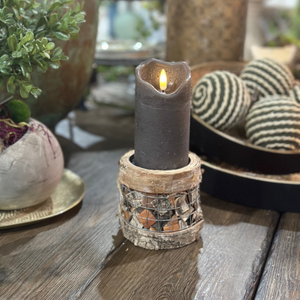 4" Wired Birch Candle Holder
