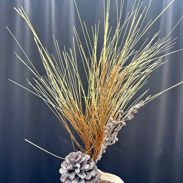 24" Longleaf Pine Spray with Pinecones