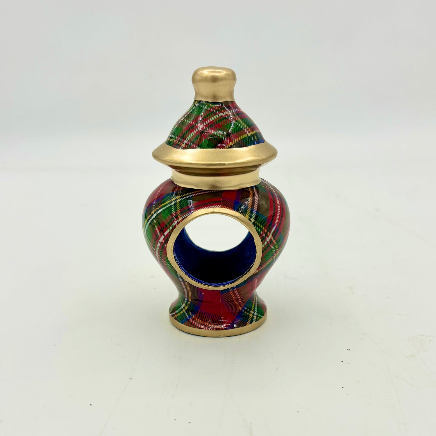 4" Multi-Color Royal Tartan Ginger Jar Enameled Napkin Ring