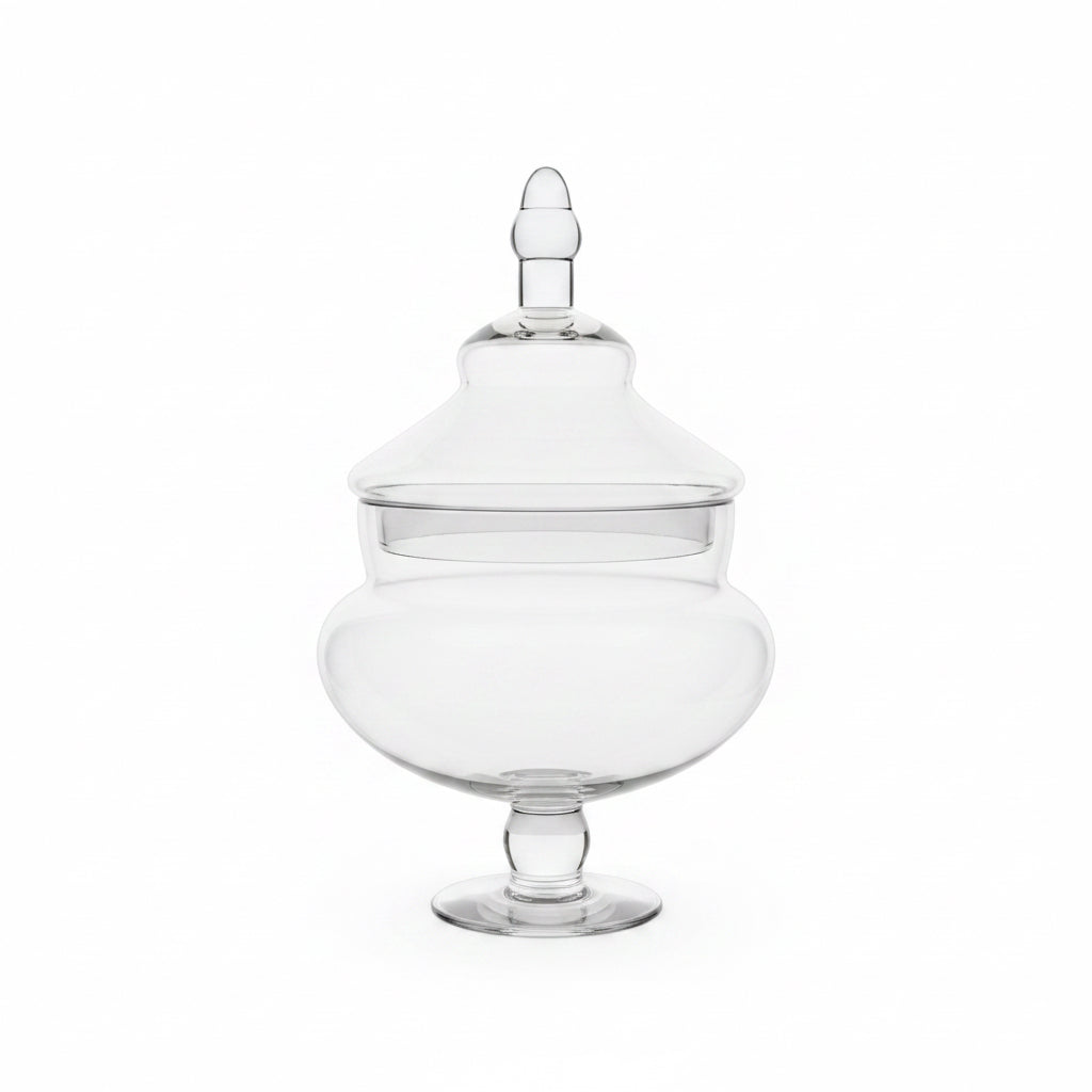 15 inch x 10 inch Clear Glass Apothecary Jar with Lid - Medium