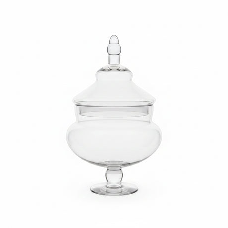 15 inch x 10 inch Clear Glass Apothecary Jar with Lid - Medium