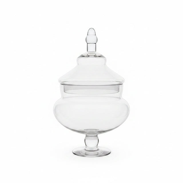 15 inch x 10 inch Clear Glass Apothecary Jar with Lid - Medium