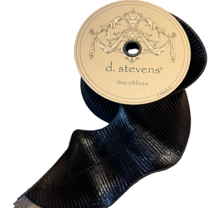 5 inch x 10 yards Black Fluted Lamé Ribbon