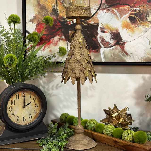 27" Gold Metal Tree Candle Holder