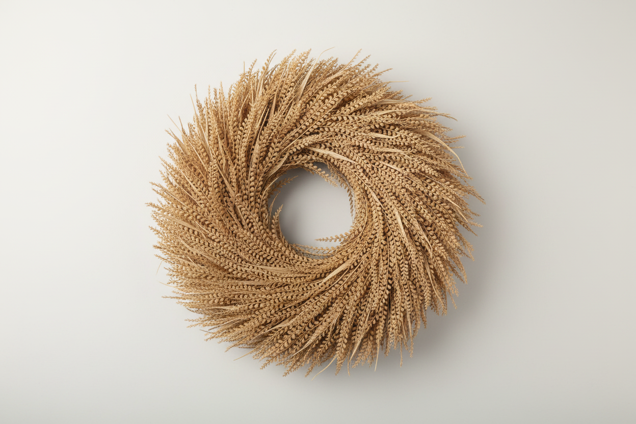 28" UV Treated Beige Deluxe Bead Grass Wreath