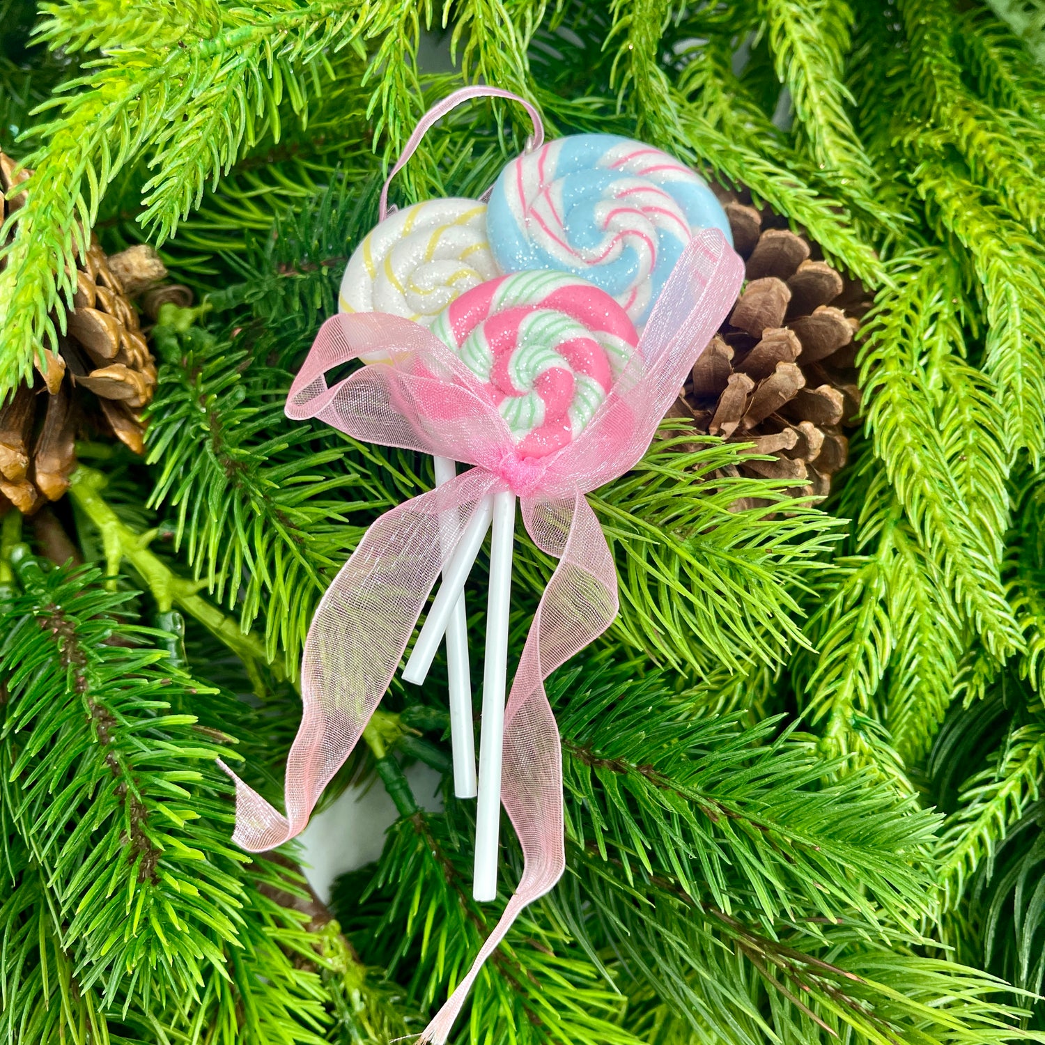 5.4" Lollipop | Candy Cane with Bow Ornament