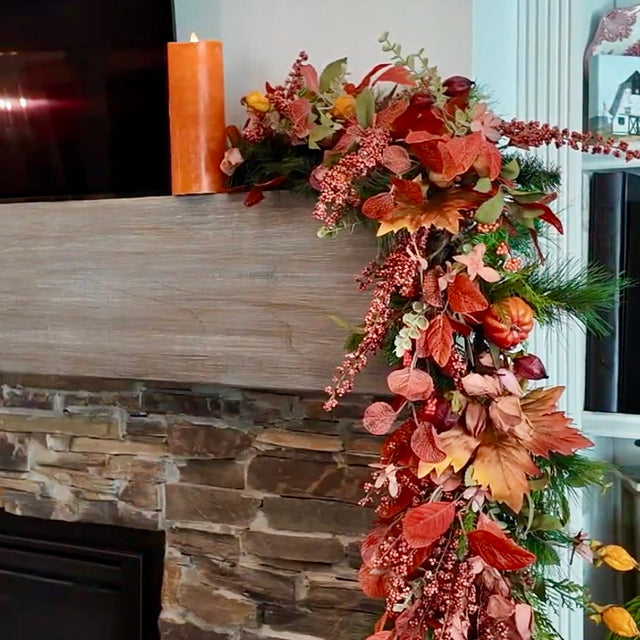 8.5" Orange Wax Indoor Pillar Candle with Remote