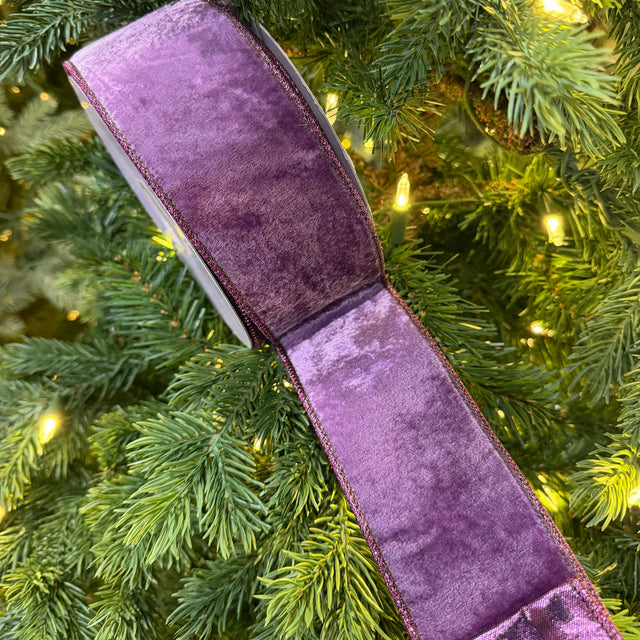 2.5"x10YDS Lavender Crown Velvet Metallic Back Ribbon