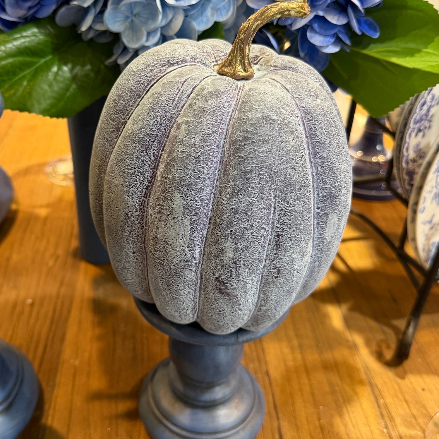 6" Blue Lavender Washed Tall Pumpkin