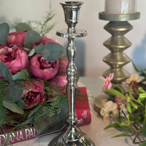 12" Candle Holder Aluminum Silver Polish