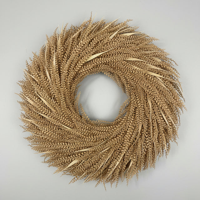 28" UV Treated Beige Deluxe Bead Grass Wreath