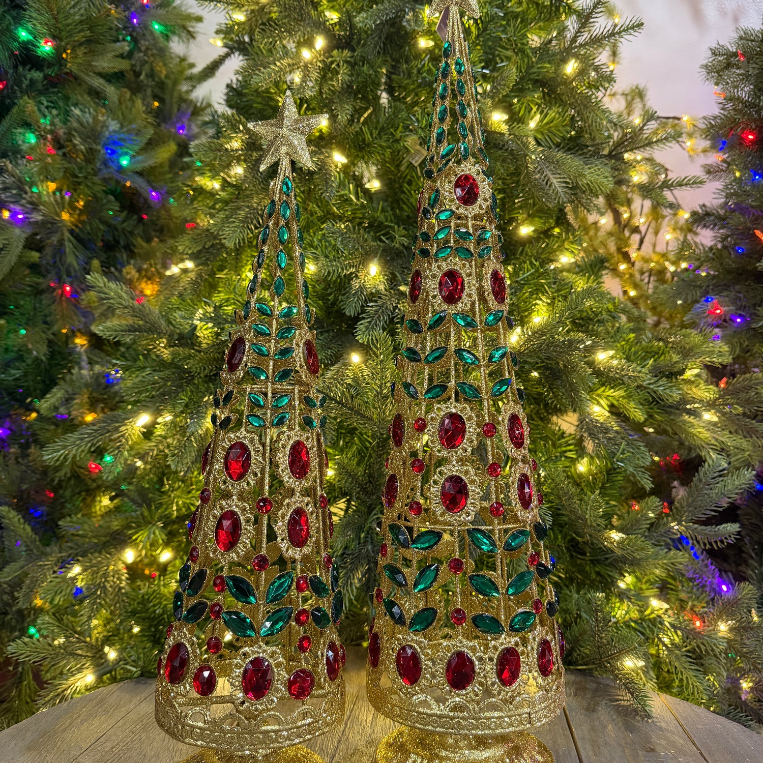 19-24" Glitter Wire Jeweled Tree Set/2