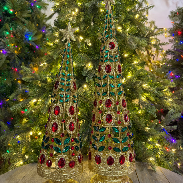 19-24" Glitter Wire Jeweled Tree Set/2