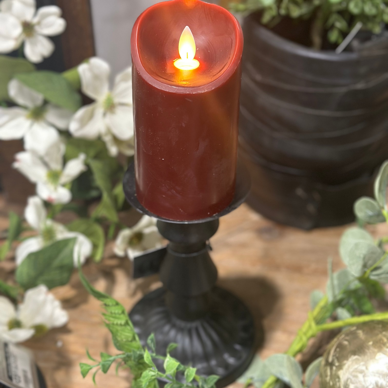 7.5" Black Metal Candle Holder