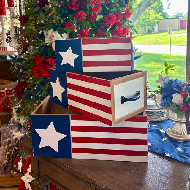 4th of July Patriotic Flag Containers Set of 3