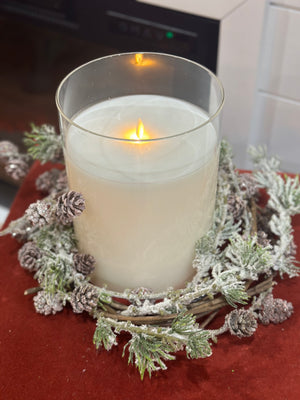 14" Snowy Pine Small Wreath/Candle Ring