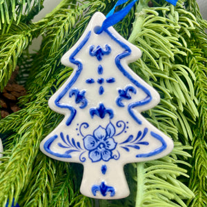 3" Delft Blue Ornament | Heart, Tree, or Star