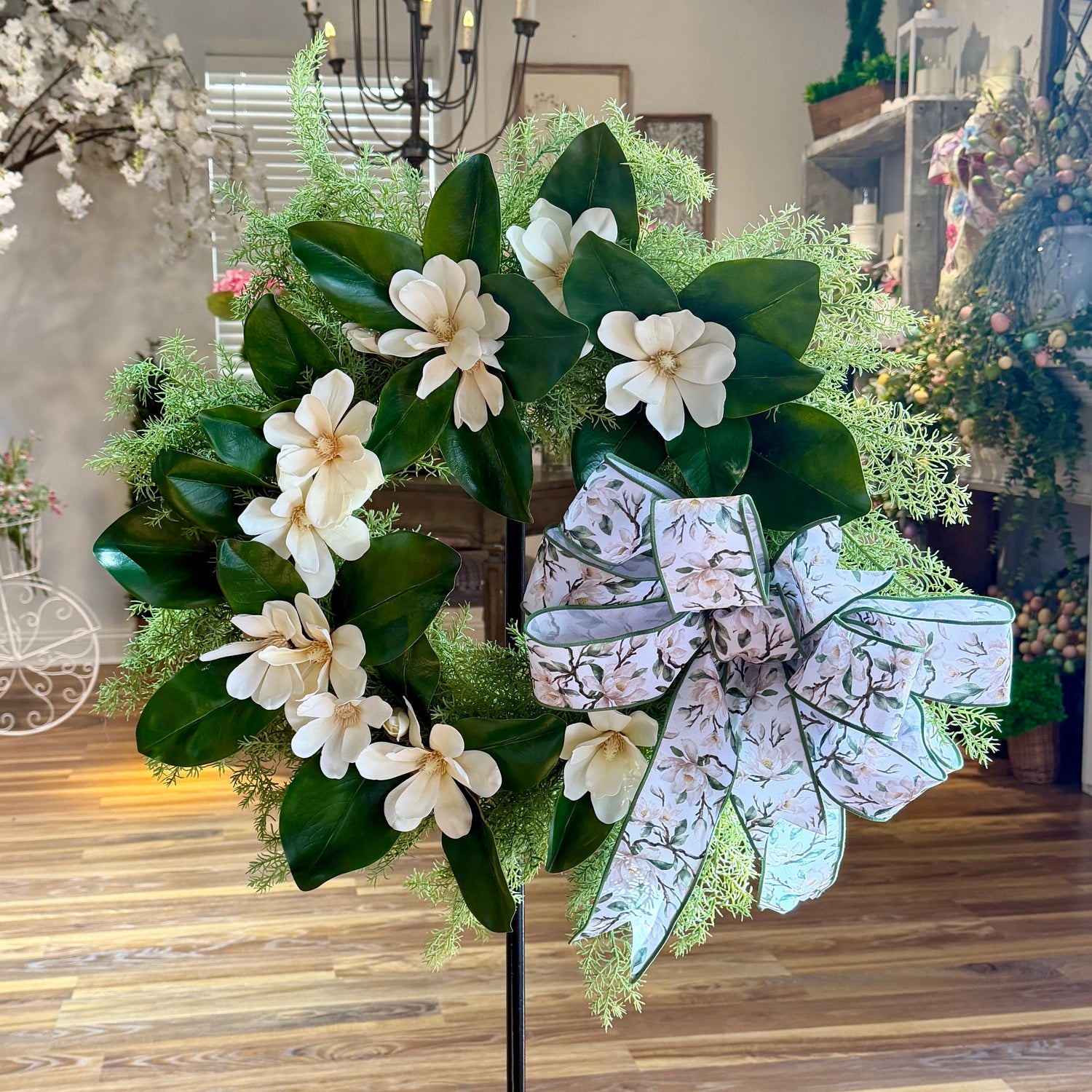 24" Magnolia Manor Wreath with Designer Bow