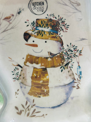 8” Plate Dolomite Snowman