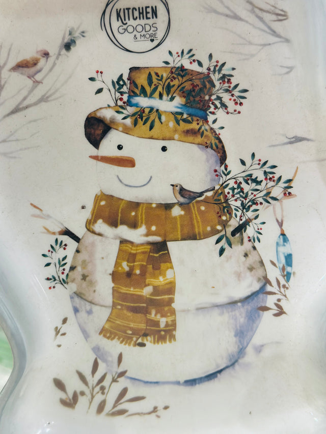 8” Plate Dolomite Snowman