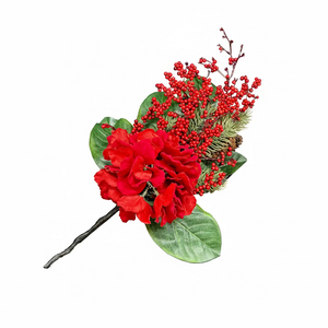 18" Hydrangea and Magnolia Leaf Berry Spray