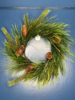 13" Long Needle Mix Wreath/Candle Ring