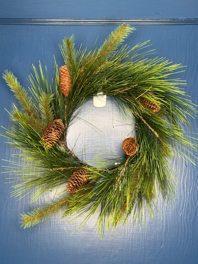 13" Long Needle Mix Wreath/Candle Ring