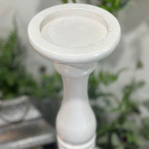 24.5" Wood Spindle Candle Stand White