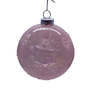 4.5" Blush Etched Glass Ball Ornament