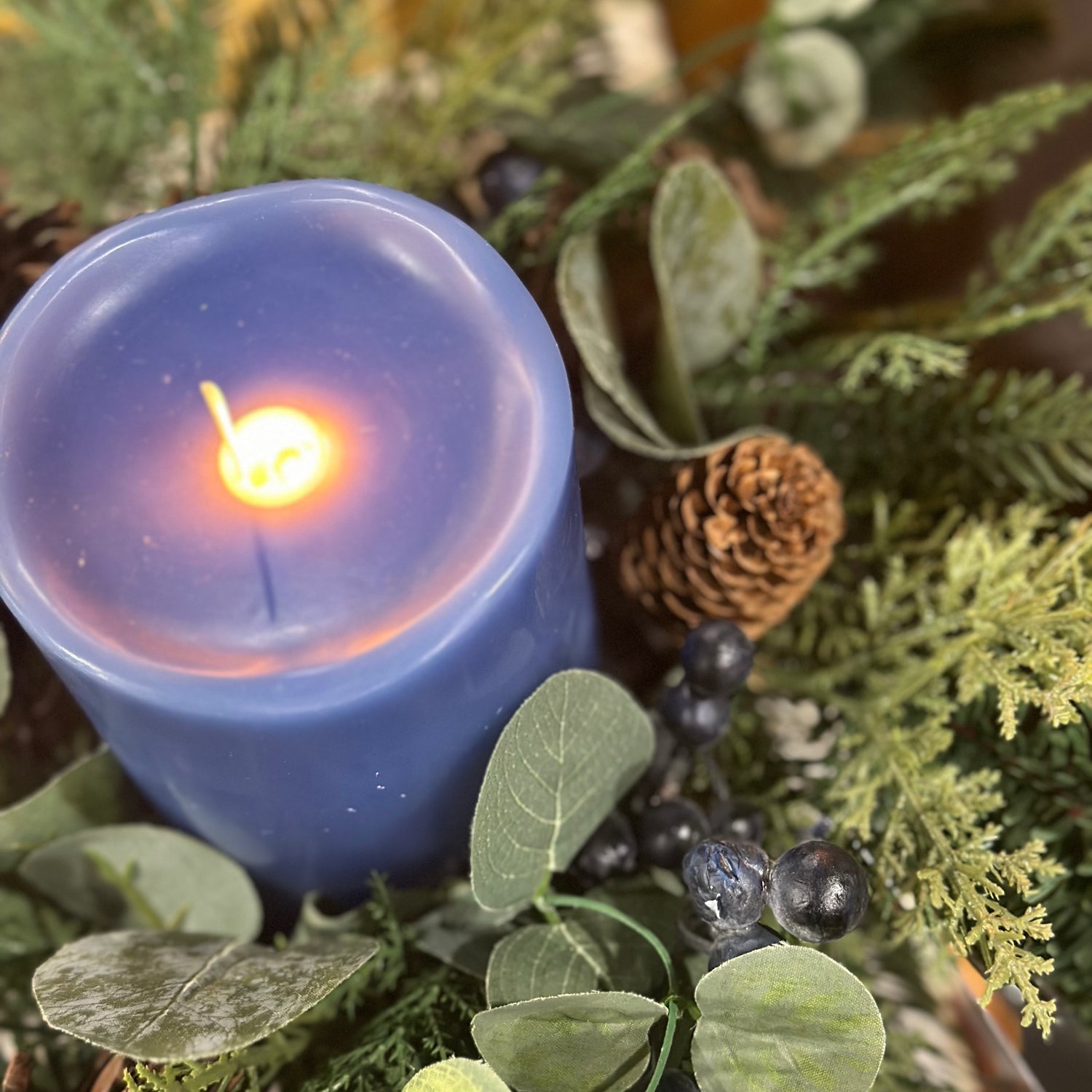 17" Blueberry and Pine Candle Ring