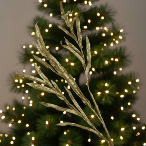 28" Champagne Glitter/Sequin Blade Grass Spray