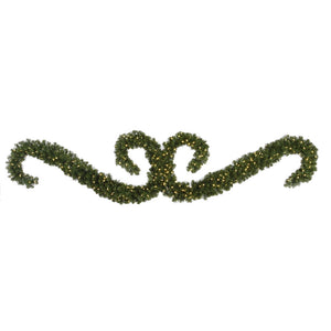9' Teton Double "S" Festoon Artificial Christmas Garland | Warm White Wide Angle LED Lights