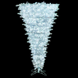 7' x 62" Iridescent White Upside Down Artificial Pre-Lit Christmas Tree