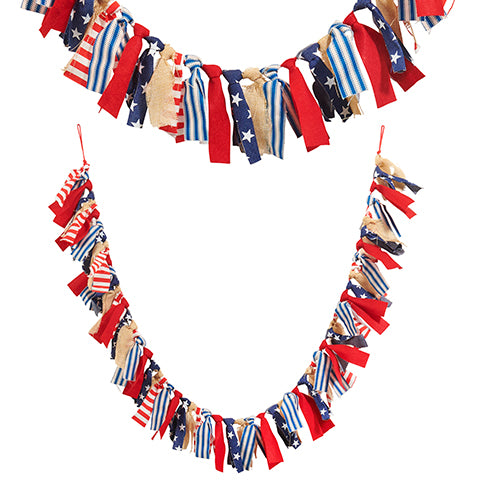 5.5' Red, White & Blue American Flag Tie Garland