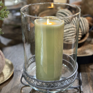 12" Metal & Glass Open Top Candle Holder